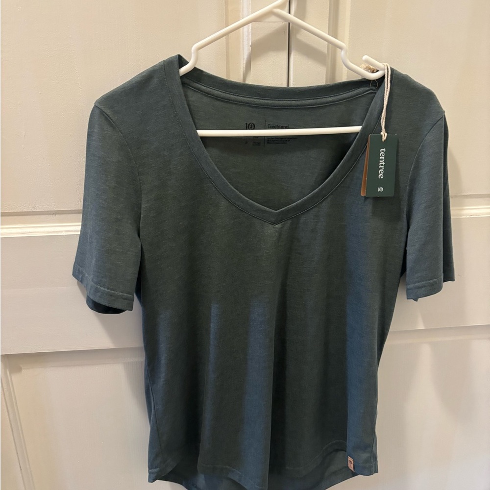 tentree Teal V-Neck Short Sleeve Tee